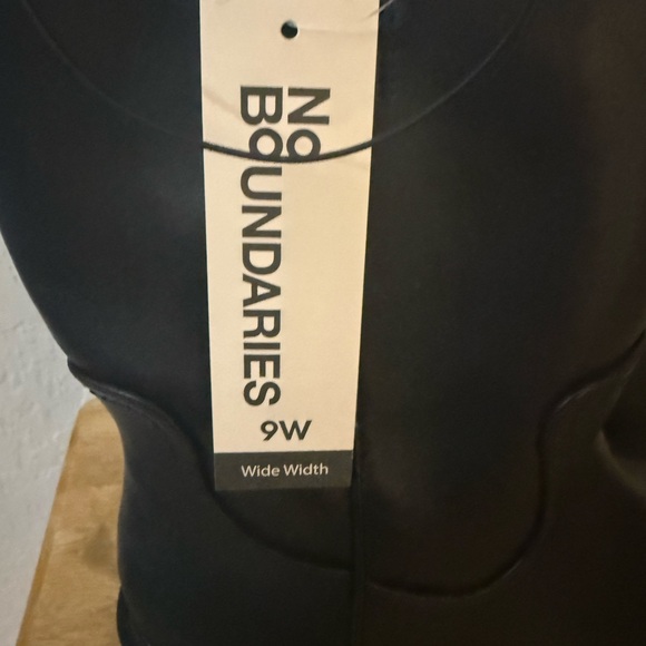 No Boundaries Sleek Black Wide Width Boots. Lug Pull Boots. Zipper on side. - Picture 2 of 8